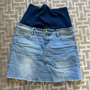 Maternity denim mini skirt